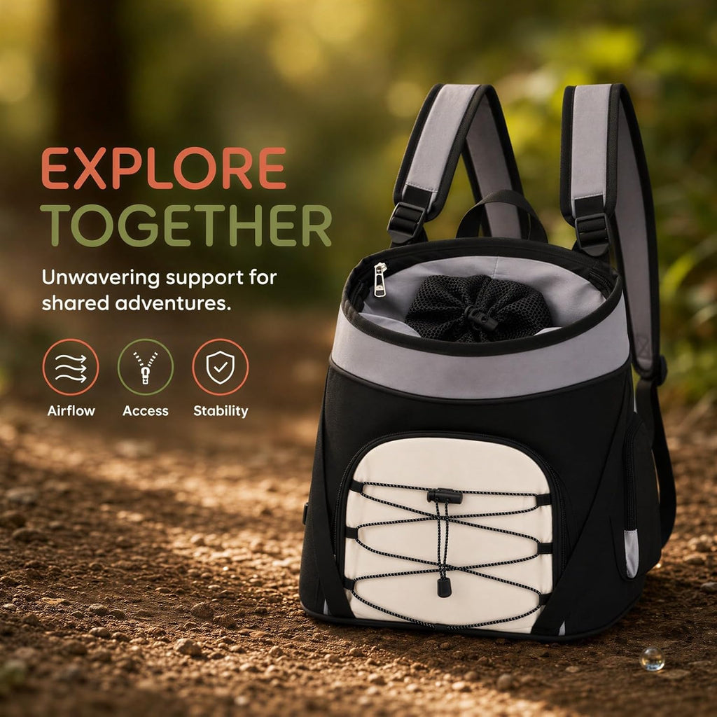 Dog Backpack Carrier, 15.7 x 12.2 x 7.9 in Pet Carrier with Mesh Drawstring Opening, Oxford Cloth Chest Bag with Front Pocket for Small Dogs Cats, Gray Travel Bag for Walking Hiking Vet