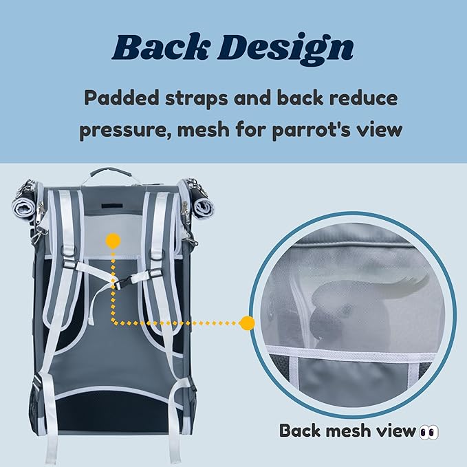 Birds Day Cockatoo Carrier Backpack-Parrot Travel Cage - Image 6