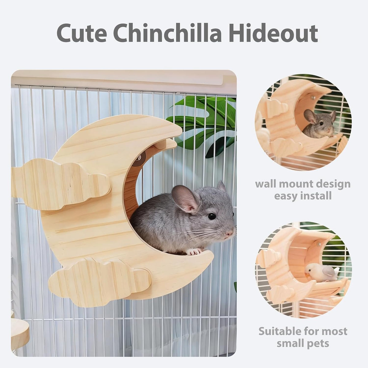 Chinchilla Hideout House Solid Wooden Chinchilla Cage Accessories