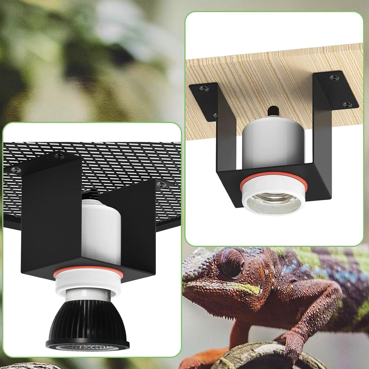 kathson 2Pcs Reptile Heat Lamp Fixture Ceramic E26 Base Light Bulb Socket with Separate Switches Bearded Dragon Lamp Holder Bracket for Iguana Snake Lizard Turtle Gecko Terrariums Habitat