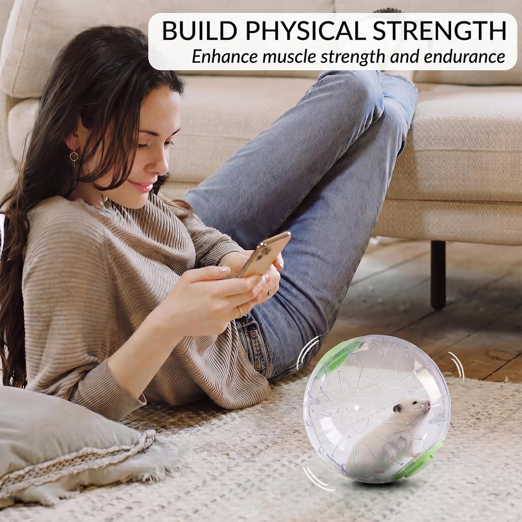 7.9 Inch Hamster Ball, Running Ball Toy, Transparent, Breathable, Promote Exercise Health, Reduce Stress, Easy to Clean, Hamster Accessory, for Syrian Dwarf Hamster, Gerbils, Mice, Small Pets, Green
