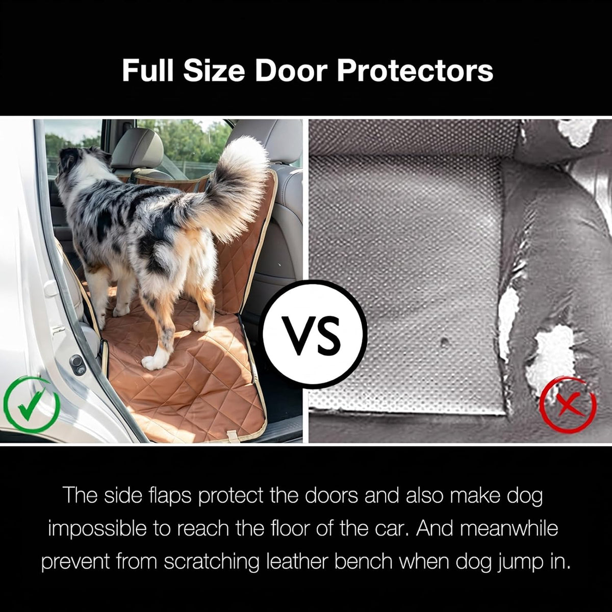 56"Wx60"L Dog Car Seat Cover for SUV & Truck, Heavy Duty 900D Waterproof Pet Hammock with Mesh Window, Odorless Scratchproof Backseat Protector for Large Dogs, Fit Model Y, F-150, RAV4 - Brown