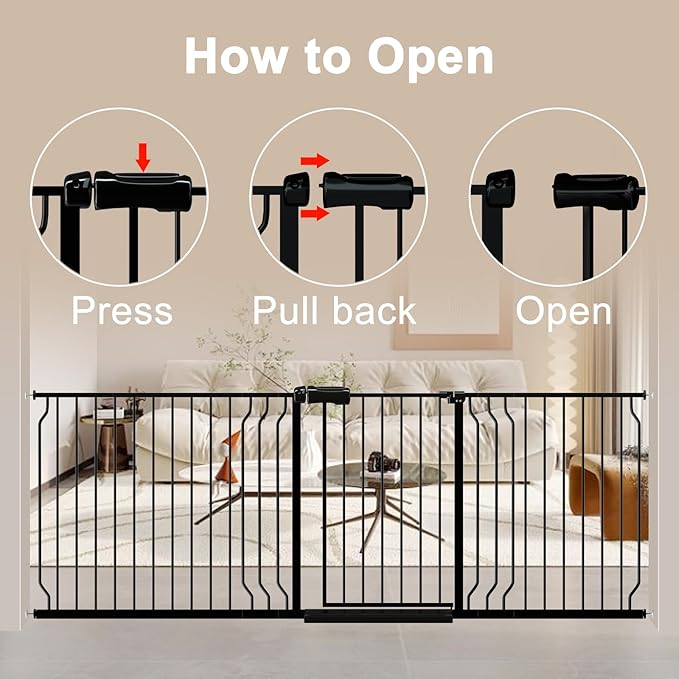 WAOWAO Baby Gate 100-109.42" Extra Wide Pressure Mounted Walk Through Swing - Image 4