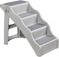 Amazon Basics Foldable Non-Slip Pet Stairs for Small Dogs and Cats, Senior Pets, Easy to Climb, 14.6" x 22.75" x 19.5", Grey