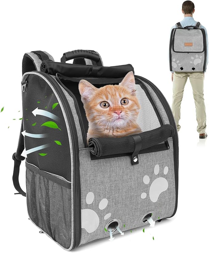 Cat Carrier Backpacks for Kitty Small Dog up to 15 lbs, Lightweight and by HOME