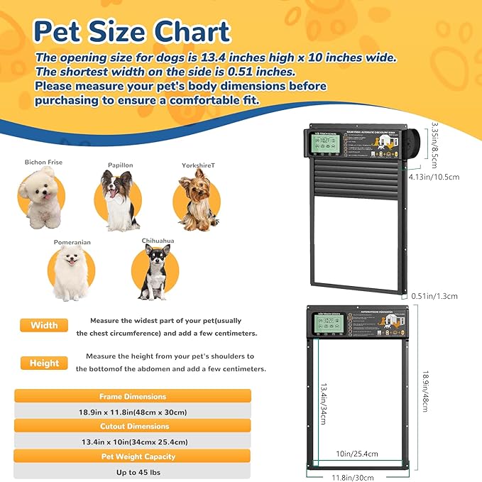 Dog Door, Solar & USB Rechargeable Pet Door, Timer & Light Sensor Modes Doggy - Image 2