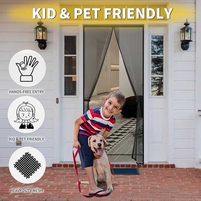 Magnetic Screen Door -Fit for Door Size:32x80 Inch, Hands Free Mesh Partition - Image 4