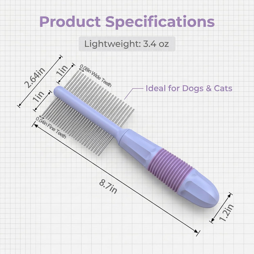 2-in-1 Pet Comb for Daily Dog & Cat Grooming