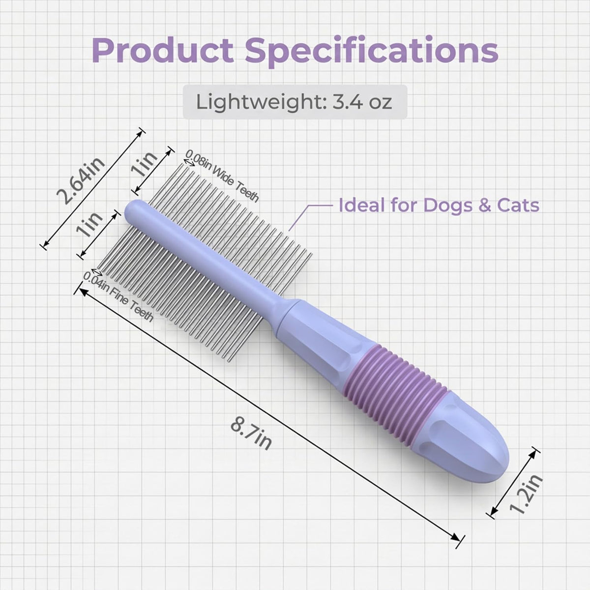2-in-1 Pet Comb for Daily Dog & Cat Grooming