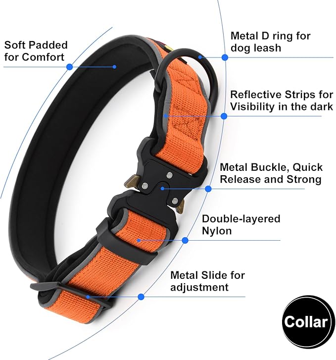 Plutus Pet Tactical Dog Collar, Reflective, Adjustable Heavy Duty Dog Collar - Image 3