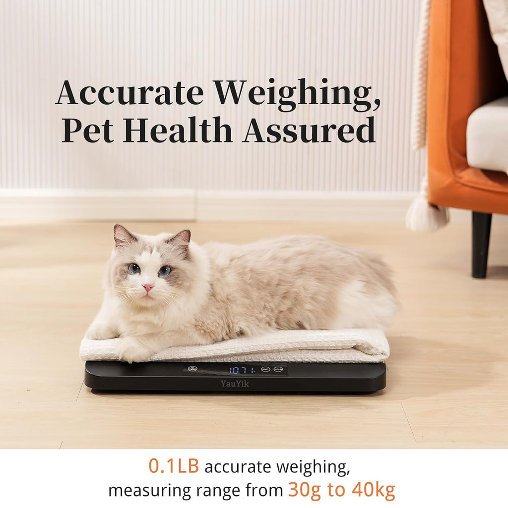YAUYIK Digital Pet Scale, Baby Scale with Non-Slip Mat, Up to 88lb, Black