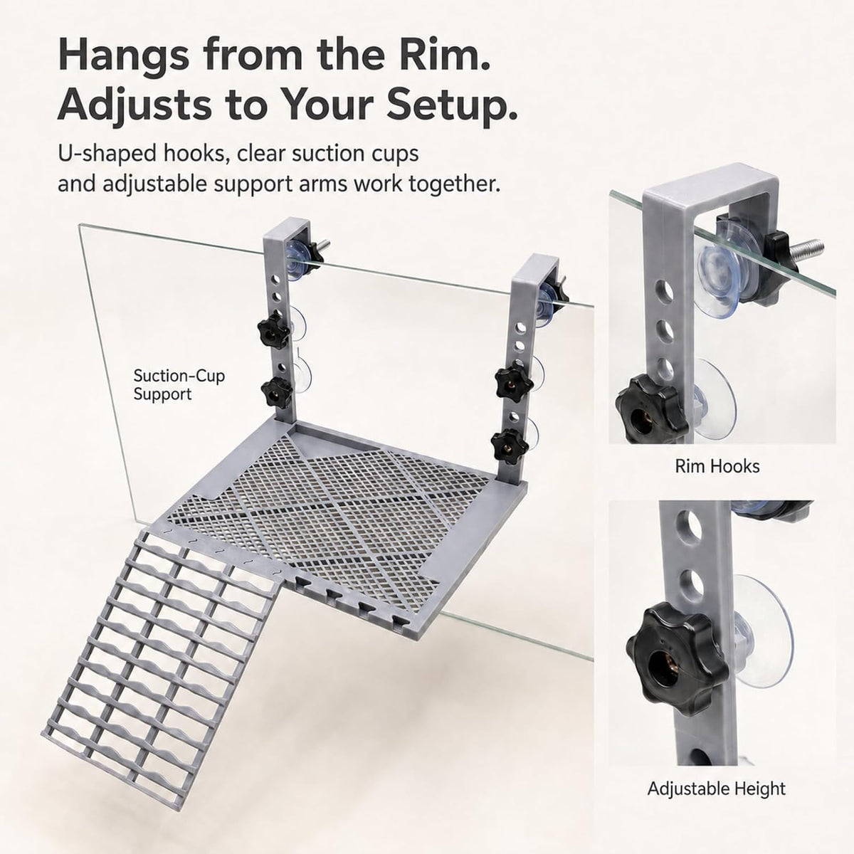 Hanging Turtle Basking Platform with Ramp and Feeding Tray