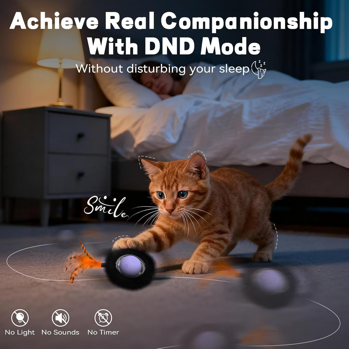 Interactive Cat Toy, Motion Activated Ball & 7 Holes Maze Hide and Seek Mat