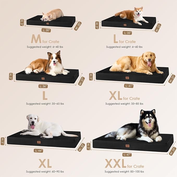 EHEYCIGA Waterproof Dog Bed Orthopedic 47"x29", Memory Foam Pet Bed - Image 3