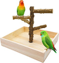 Natural Wood Bird Perch Stand Playground Parrot Toys Bird Cage Accessories