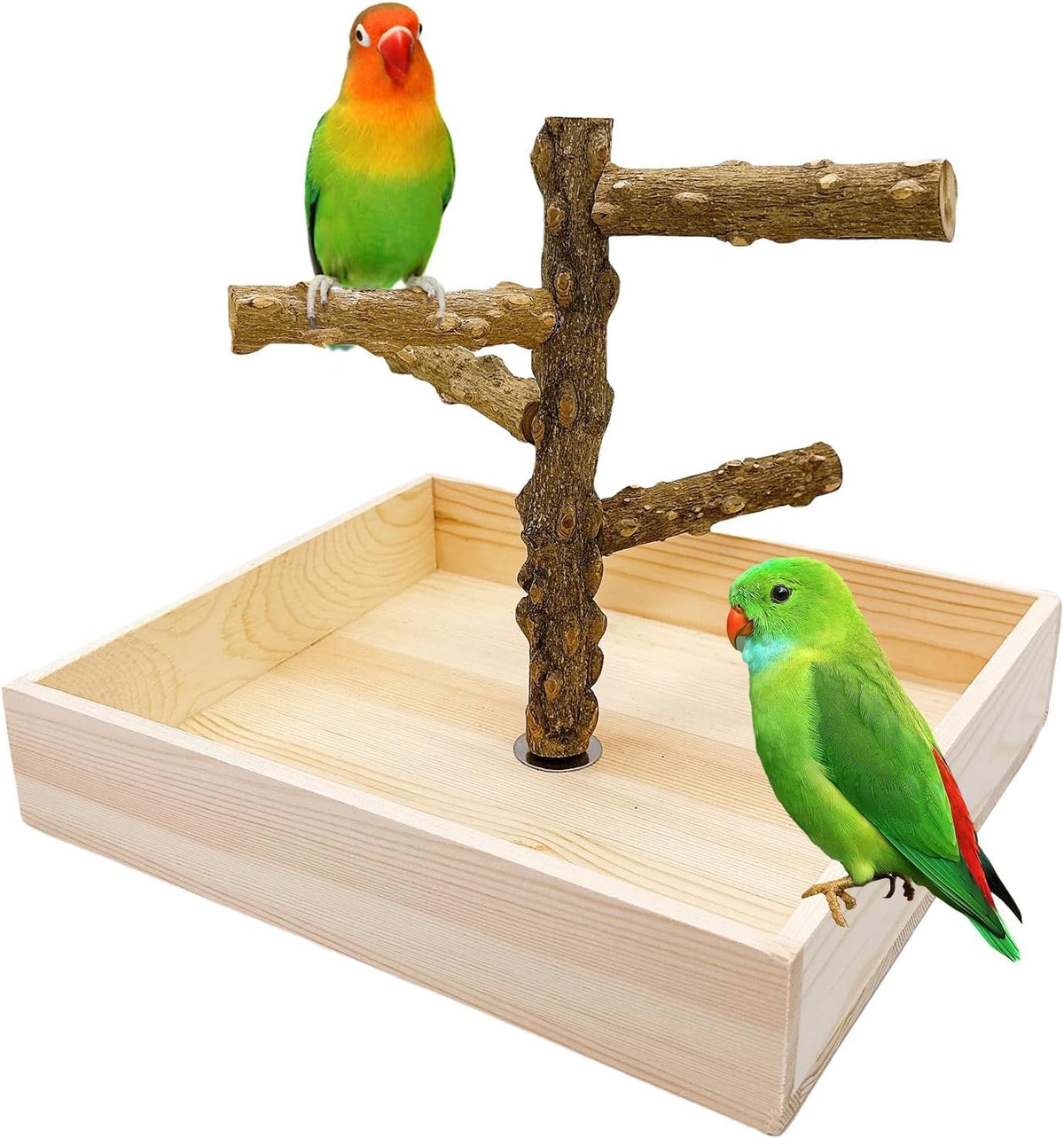 Natural Wood Bird Perch Stand Playground Parrot Toys Bird Cage Accessories