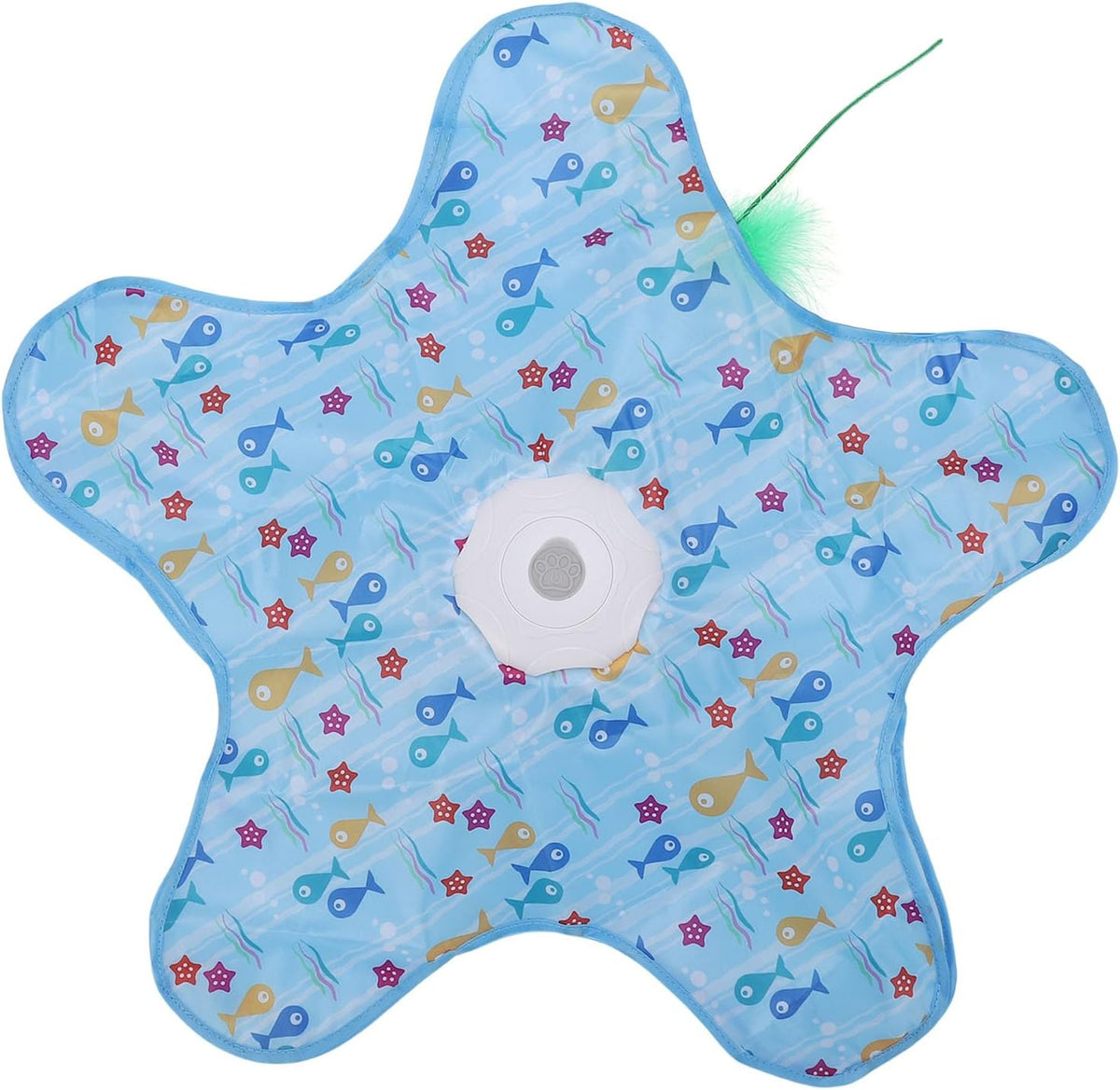 Interactive Cat Toy for Indoor Cats, Touch Activated Moving Feather Hide and Seek Game with 3 Adjustable Speed Settings, Fish Pattern Style with Main Body, Hood and Cat Teaser