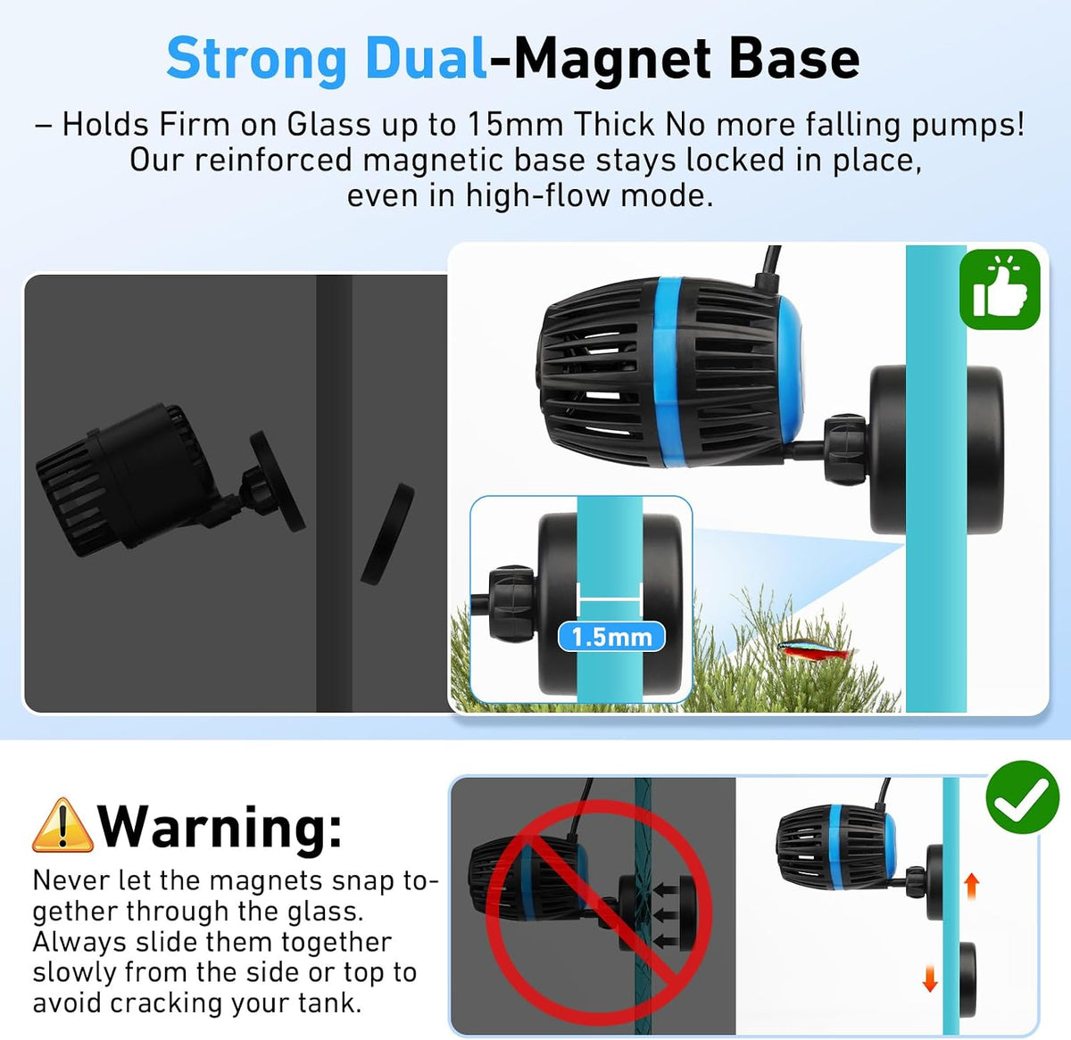 AQQA Magnetic Wave Maker for Aquarium - DC 12V Circulation Pump