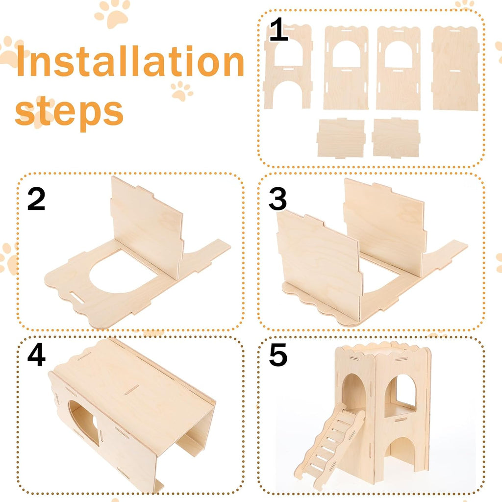Foxtell 11 Pcs Hamster Cage Accessories, Hamster Toys Set, Hamster Hideout, Hamster Wheel for Rat Mice Small Animals Habitat (Fun Interactive Style)