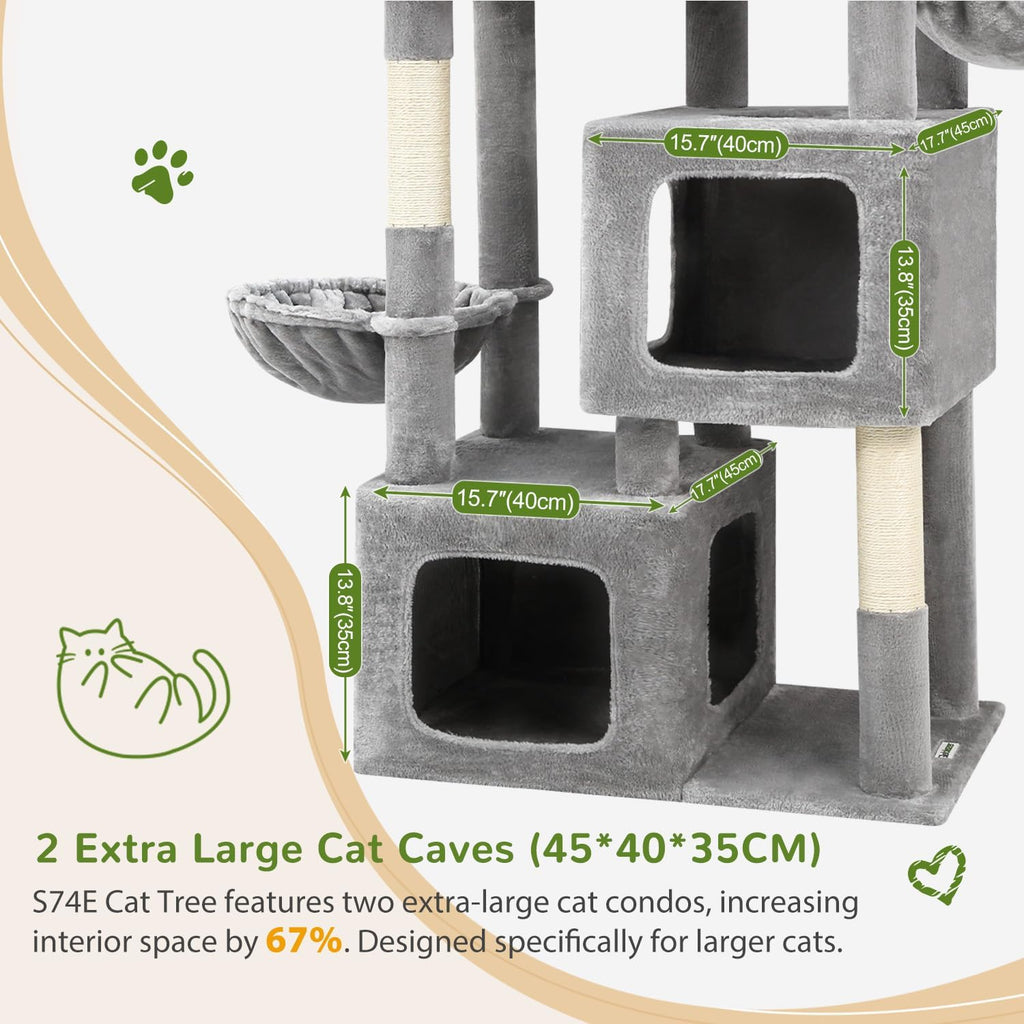 Globlazer S74E Pro Heavy Duty Maine Coon Cat Tree for Large Cats,Light Grey