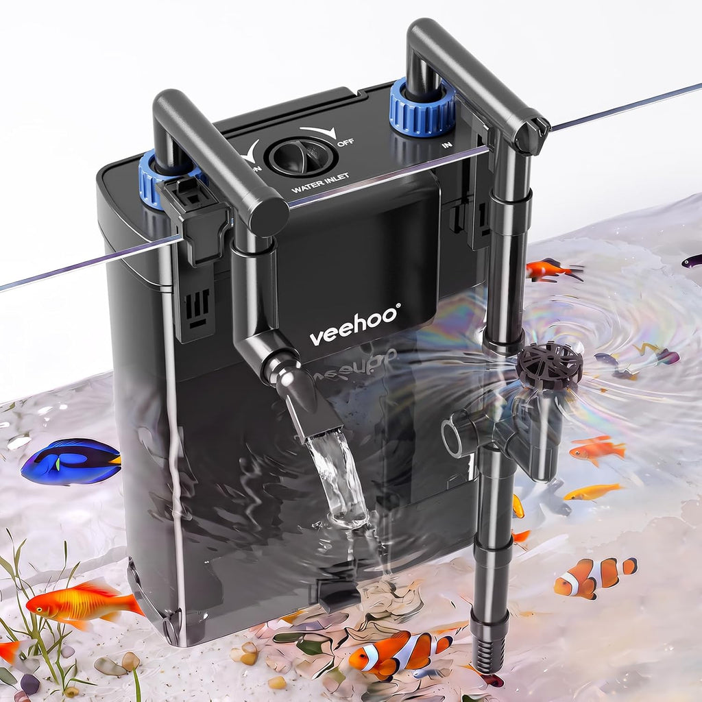 Veehoo Hang on Back Aquarium Filter with One-Touch Drain for Tank 10-30 Gal
