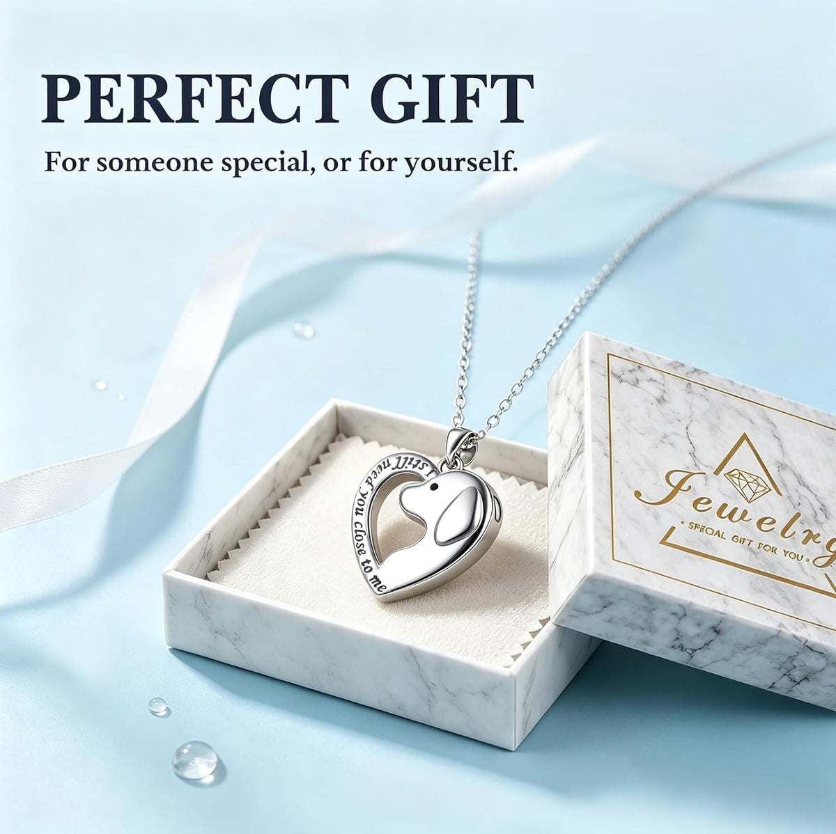 YLT Pet Cremation Urn Heart-shaped Necklace for Ashes for Dog