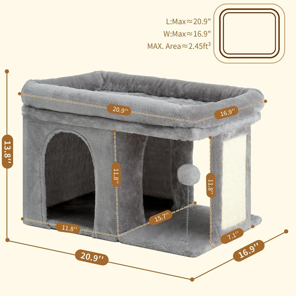 Heybly Cat Tree, 14" Cat Tower with Large Cat Bed & Condo HCT203SW