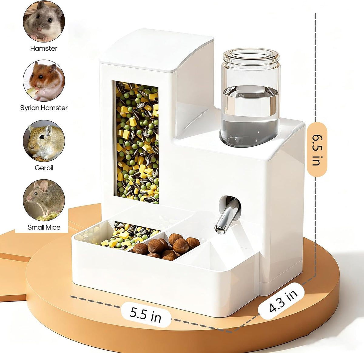 2 in 1 Hamster Water Bottle No Drip Automatic Food Feeder