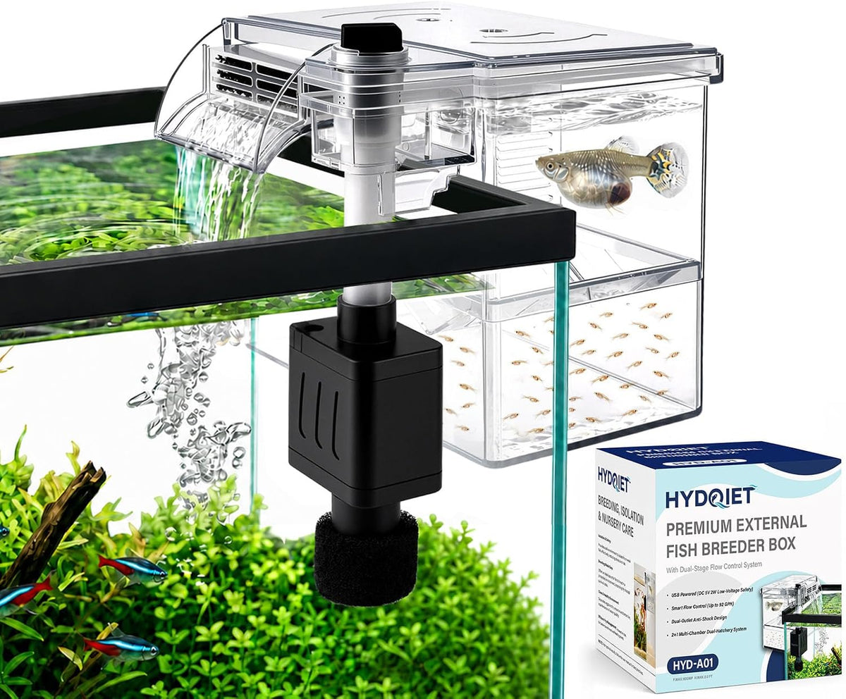 External Fish Breeder Box for Fish Tank with USB Pump Aquarium Breeding Box