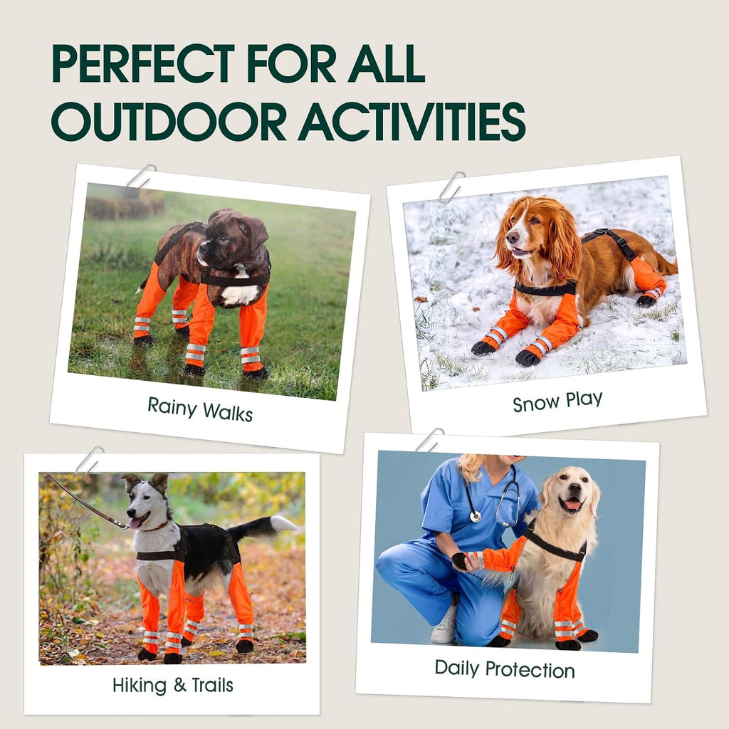 Upgraded Waterproof Dog Suspender Boots, Anti-Slip Dog Shoes That Stay On