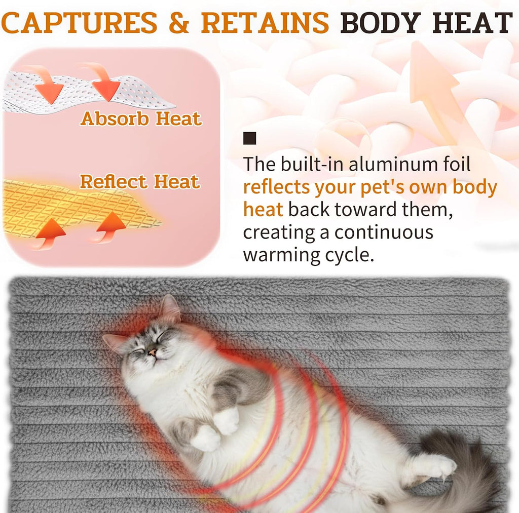NWK 2pcs Soft Plush Fluffy Self Warming Thermal Cat Bed Mat 16’’ X 20’’