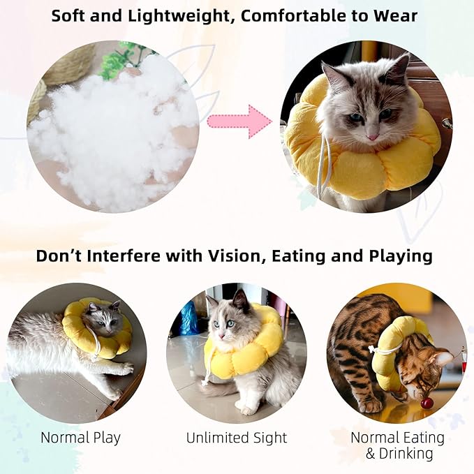 KUDES Cat Small Dog Recovery Collar, Cute Sunflower Neck Cone After Surgery - Image 6