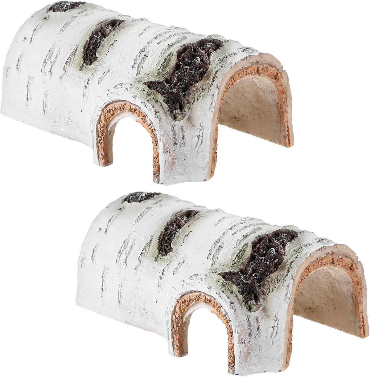 M METERXITY 2-Pack Reptile Hide Basking Platform, Medium Birch Tree Hollow