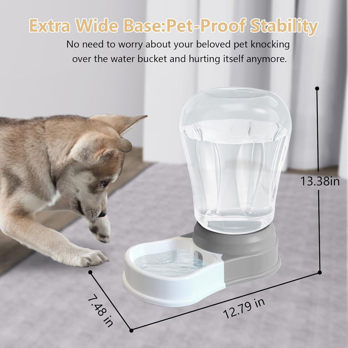 STALTWO 1.6 Gallon Automatic Gravity Dog Water Dispenser, BPA-Free, Grey