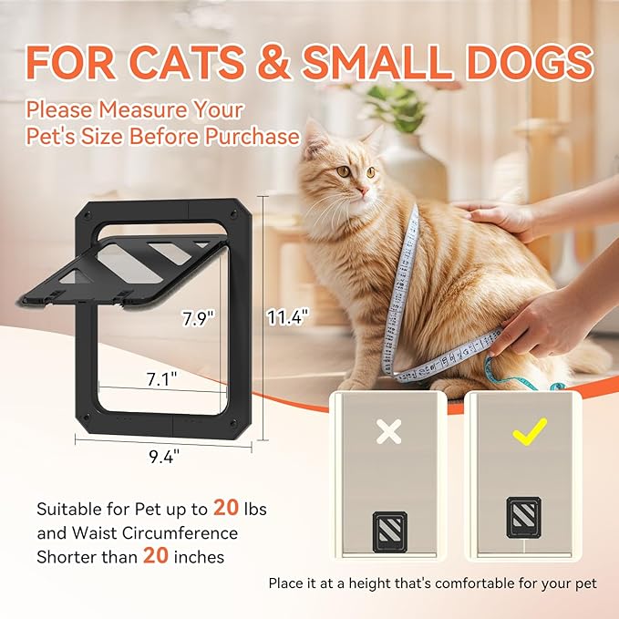LIBBEPET Cat Door for Screen Door, Lockable Cat Screen Door for Cats & Small - Image 3