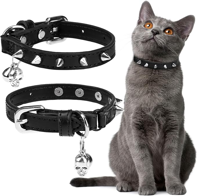 EXPAWLORER Leather Cat Collar for Girl Boy- Adjustable Pet Collar by EXPAWLORER