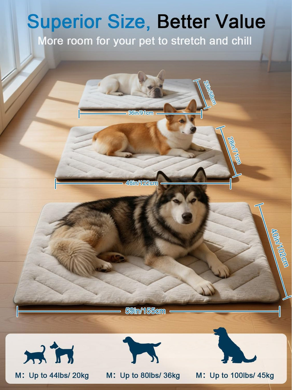 Dog Cooling Mat Self Coolings Foldable Cooling Pad for Dog in Summer Coolings Mat for Dogs and Cats Machine Washable (Rectangle,Gray, Medium-36 L x 23" W)