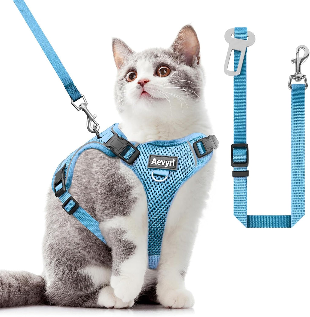Cat Harness and Leash Set - Escape Proof Adjustable Cat Harness, Comfortable Soft Lightweight, Use Safe & Easy, Walking Travel Kitten Harness for Small Medium Large Cats, Brown, XS