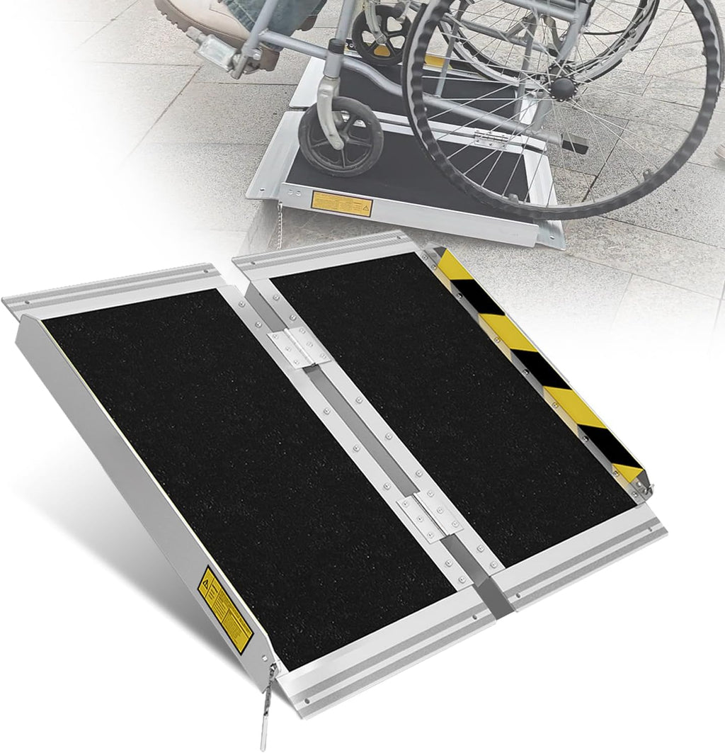 2FT Portable Wheelchair Ramp for Home Steps, Non-Skid Aluminum Ramp