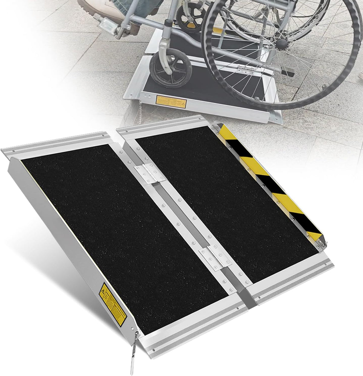2FT Portable Wheelchair Ramp for Home Steps, Non-Skid Aluminum Ramp