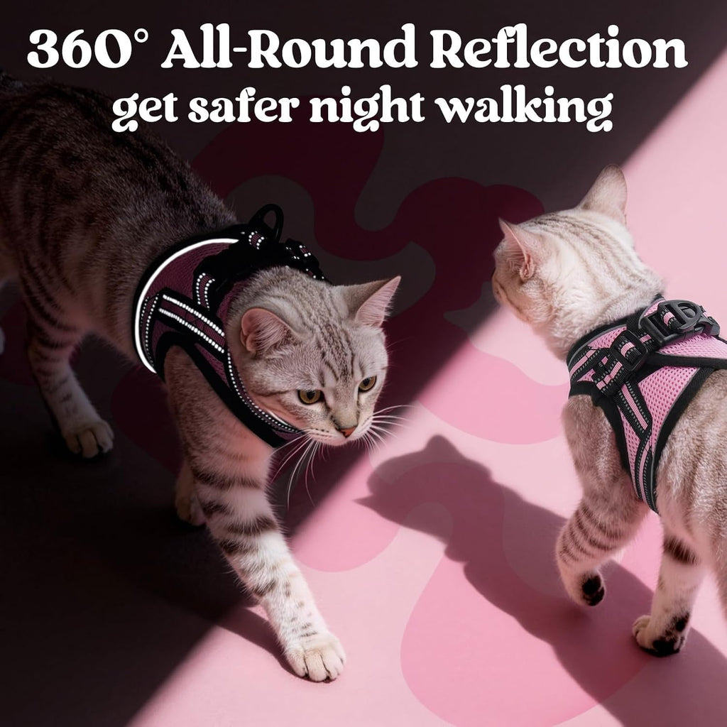 rabbitgoo Cat Harness and Leash Set, Step-in Soft Vest, Pink