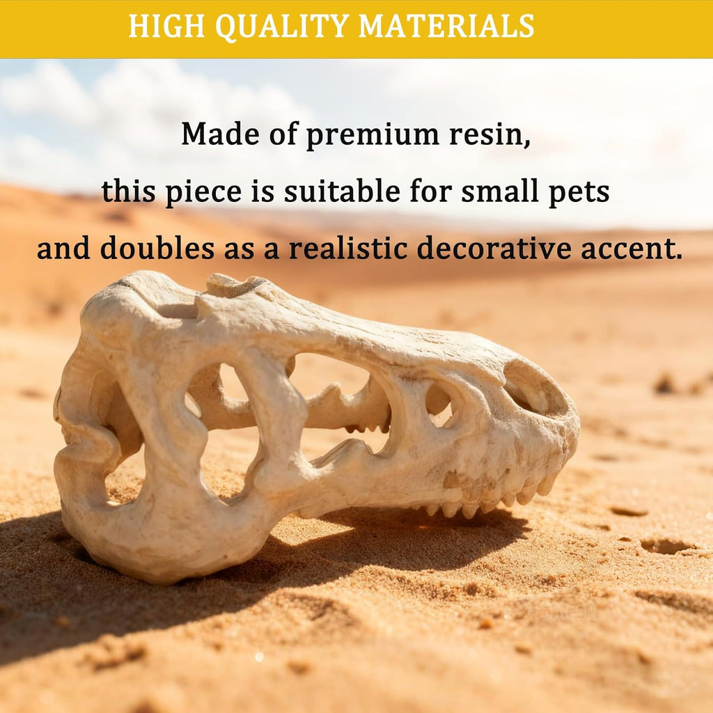 Dinosaur Skull Reptile Basking Platform, Resin Fish Tank & Terrarium Decor for Bearded Dragons, Lizards, Geckos - Aquarium Decor, Tarantula Hide Cave
