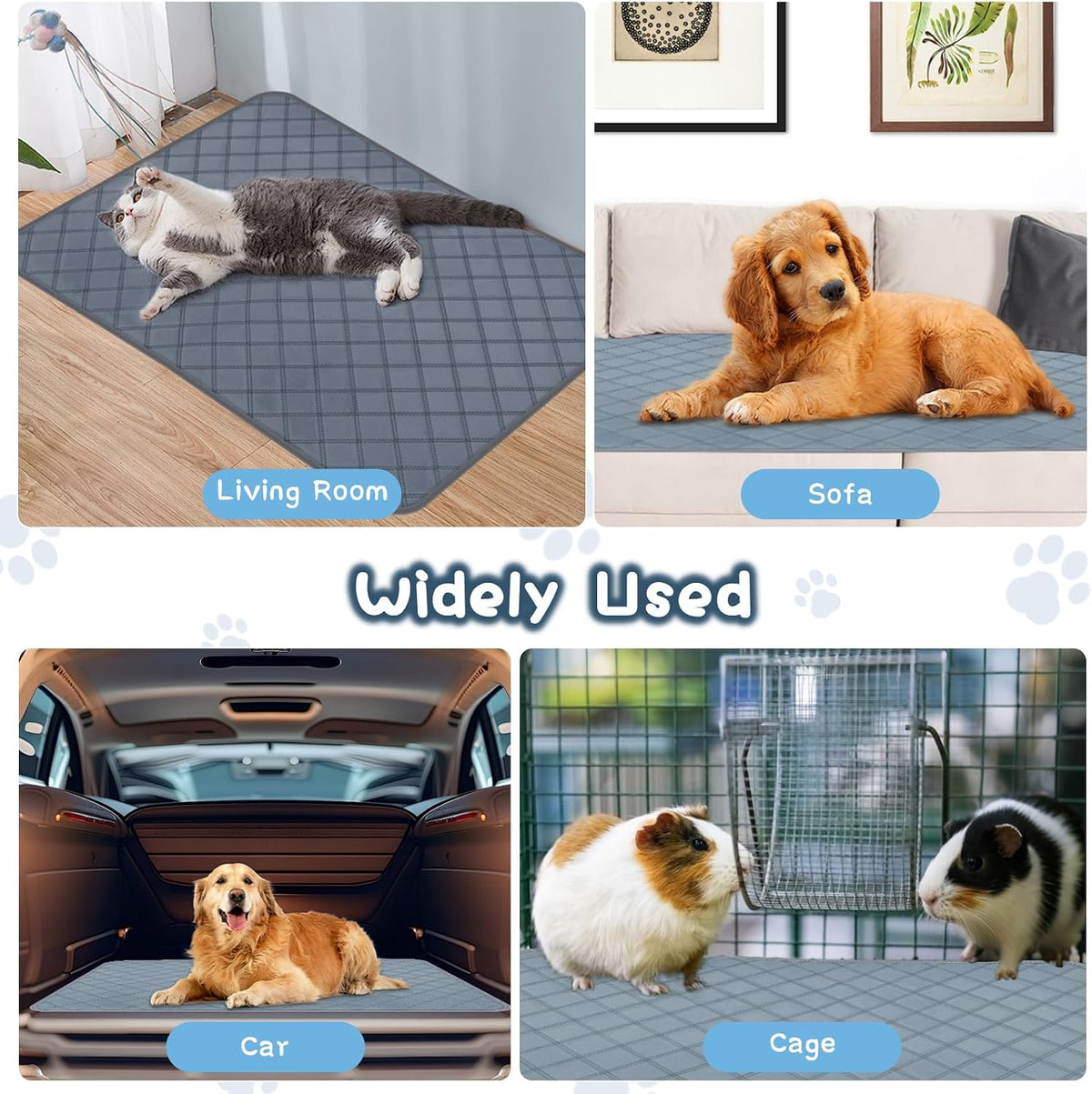6 Packs Washable Guinea Pig Cage Liners, Waterproof Guinea Pig Pee Pads Reusable Absorbent Bedding Anti Slip Mats for Small Animals Bunny Rabbit Hamster (12 x 12in)