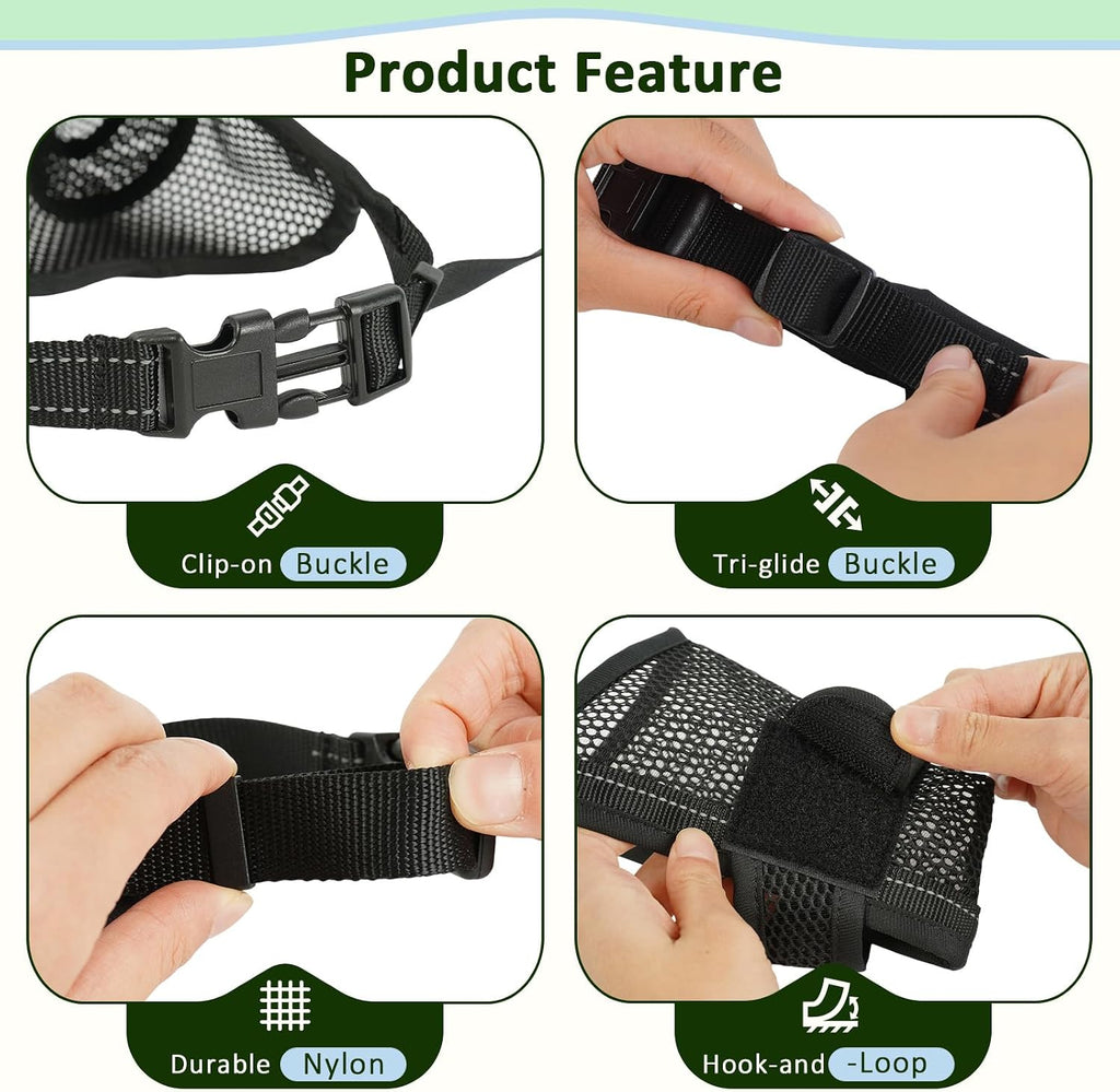 Medium Large Dog Muzzles to Prevent Biting with Soft Nylon(Black XL