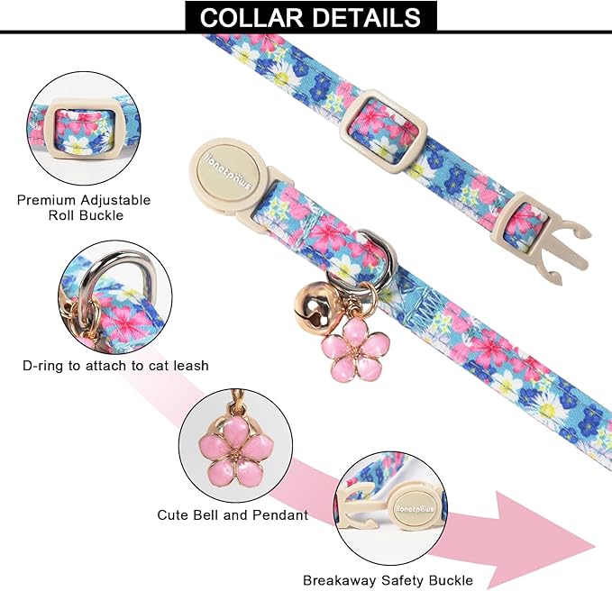 Lionet Paws 2pcs Pack Cotton Cat Collar, Breakaway Buckle - Image 3
