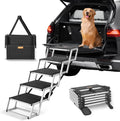 VEVOR Dog Stairs for Car Wide 5-Steps,Folding Dog Car Ramp with Nonslip Surface, Portable Pet Steps Lightweight Aluminum for Car, SUV and Truck, Supports up to 150 lbs