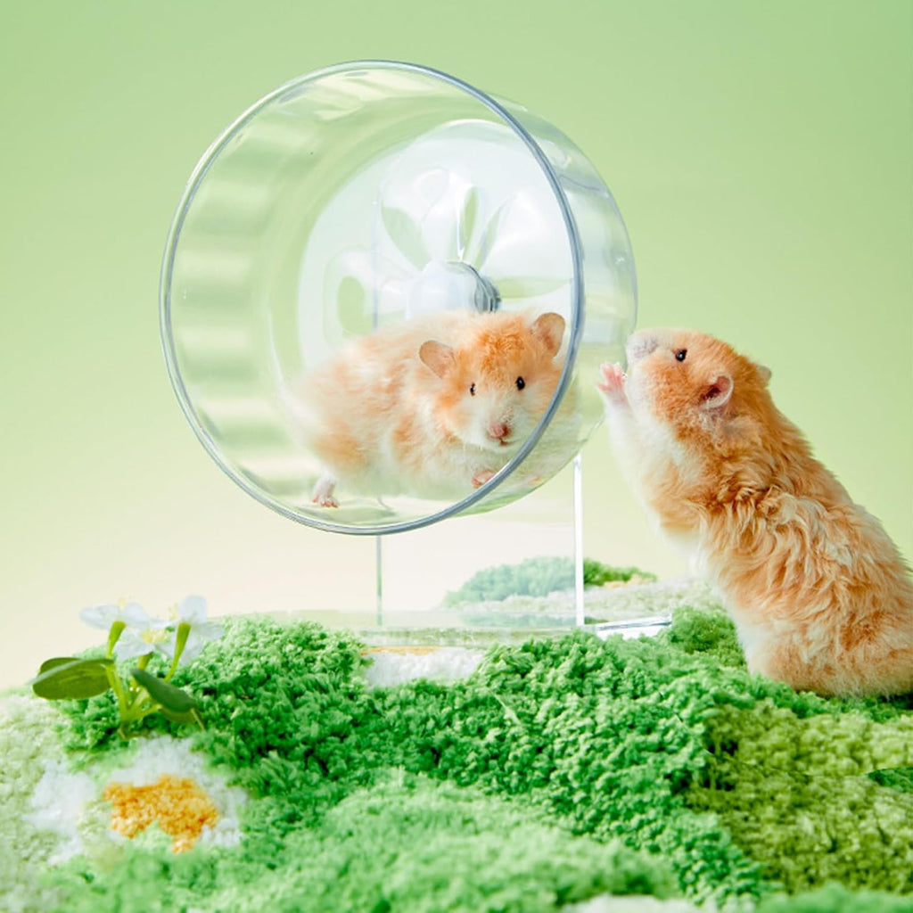 Hamster Wheel, Silent Running Exercise Wheel with Adjustable Stand for Hamster Guinea Pig Gerbil Hedgehog Small Animal Cage Accessories (Clear, 7.1inch/18cm)