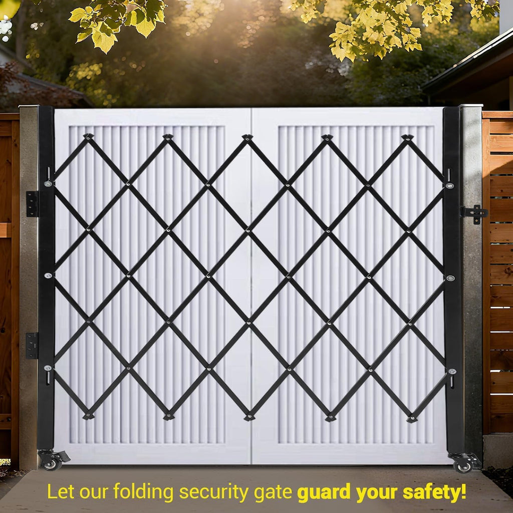 Heavy-Duty Double Folding Security Gate, 87"x150", Black