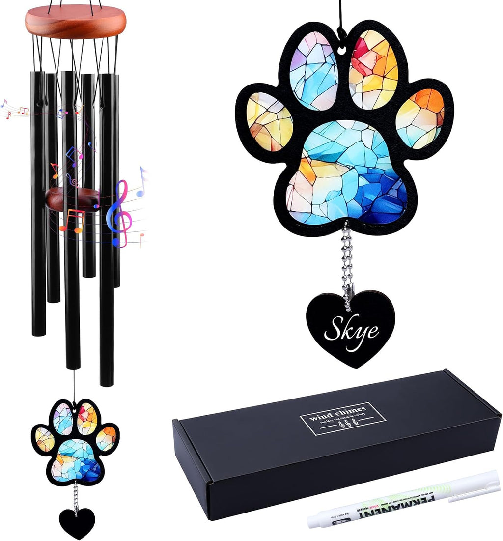Dog Memorial Wind Chime for Loss of Pet Sympathy Bereavement Gift (Paw)