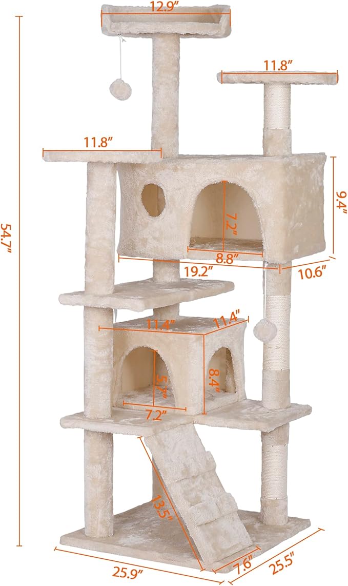 Premium Cat Tree 54-Inch Tall, Large Cat Condo Furniture - Image 3